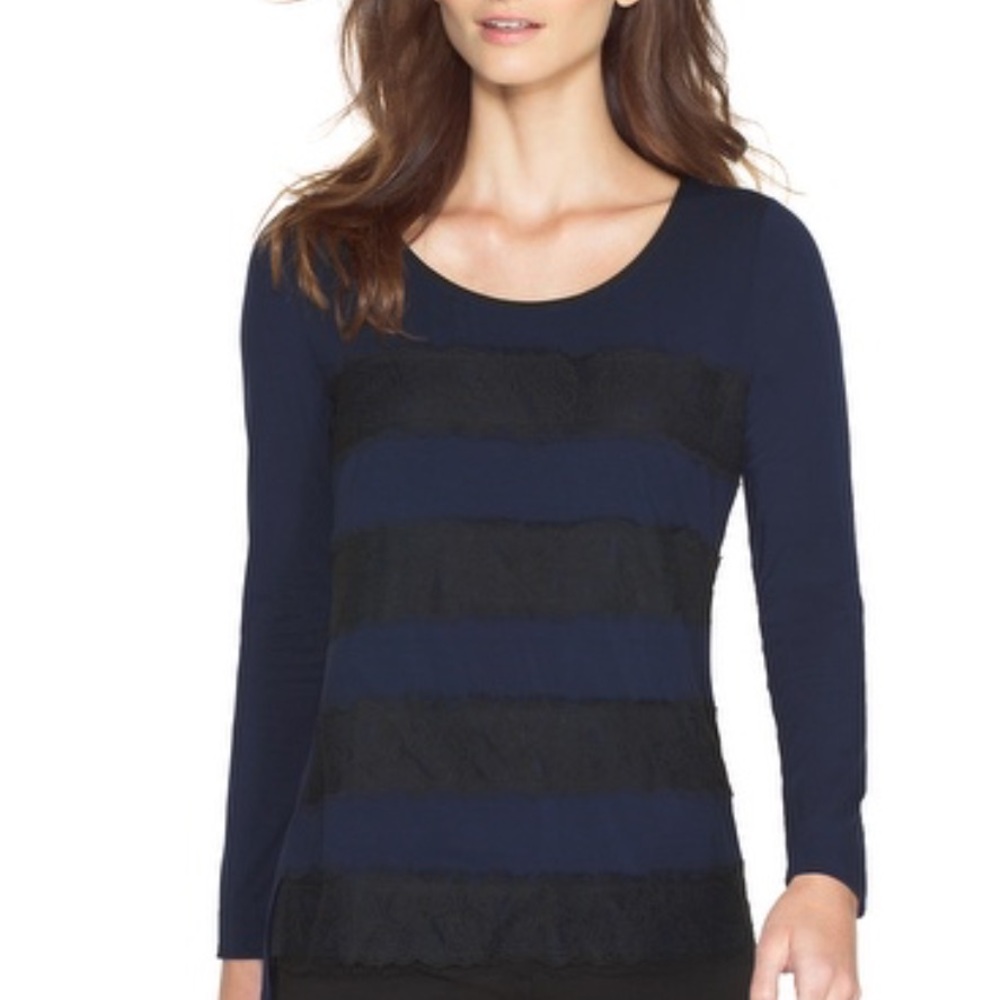 {WHBM} Lace Colorblock Top